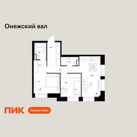 Планировка двухкомнатной(квартира) площадью 58.3 квадратных метров в “ЖК Онежский вал”