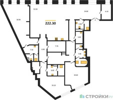 Планировка трехкомнатной(квартира) площадью 222.3 квадратных метров в “ЖК Nicole (Николь)”