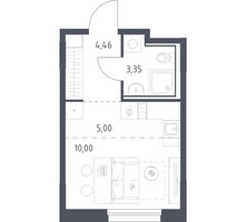 Планировка студии(квартира) площадью 22.81 квадратных метров в “ЖК Прибрежный Парк”