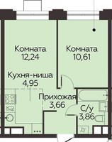 Планировка однокомнатной(квартира) площадью 35.32 квадратных метров в “ЖК Каштановая роща”
