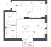 Планировка однокомнатной(квартира) площадью 41.12 квадратных метров в “ЖК Большое Путилково”