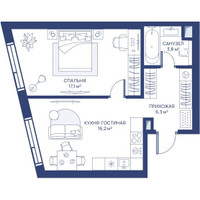 Планировка однокомнатной(квартира) площадью 43.4 квадратных метров в “ЖК Свет”