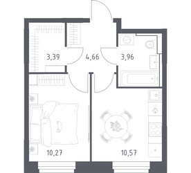 Планировка однокомнатной(квартира) площадью 32.85 квадратных метров в ЖК “ЖК Квартал Строгино”