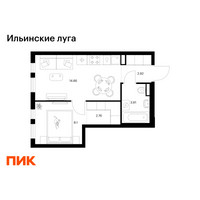 Планировка однокомнатной(квартира) площадью 32.35 квадратных метров в “ЖК Ильинские луга”