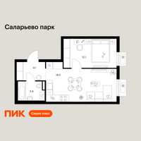Планировка однокомнатной(квартира) площадью 39.3 квадратных метров в “ЖК Саларьево парк”