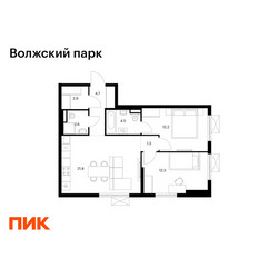 Планировка двухкомнатной(квартира) площадью 62.3 квадратных метров в ЖК “ЖК Волжский Парк”