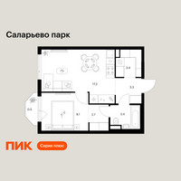 Планировка однокомнатной(квартира) площадью 39.6 квадратных метров в “ЖК Саларьево парк”