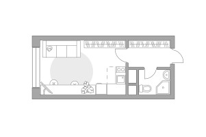 Планировка студии(квартира) площадью 23.4 квадратных метров в “ЖК Пехра”