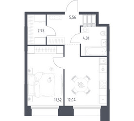 Планировка однокомнатной(апартаменты) площадью 36.21 квадратных метров в ЖК “ЖК Апарт-отель Тропарево парк”