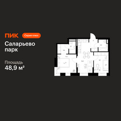 Планировка двухкомнатной(квартира) площадью 48.9 квадратных метров в ЖК “ЖК Саларьево парк”