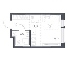 Планировка студии(квартира) площадью 22.87 квадратных метров в “ЖК Квартал Ивакино”