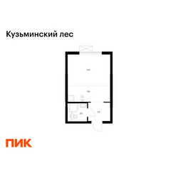 Планировка студии(квартира) площадью 23.4 квадратных метров в ЖК “ЖК Кузьминский лес”