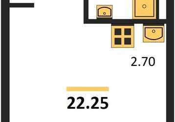 Планировка студии(квартира) площадью 22.25 квадратных метров в ЖК “ЖК Квартал Ивакино”
