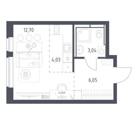 Планировка студии(квартира) площадью 25.82 квадратных метров в ЖК “ЖК Новое Видное”