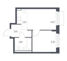 Планировка однокомнатной(квартира) площадью 31.23 квадратных метров в “ЖК Новое Внуково”
