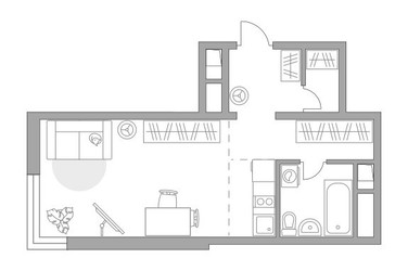 Планировка студии(квартира) площадью 29.27 квадратных метров в ЖК “ЖК Аникеевский”