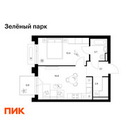 Планировка однокомнатной(квартира) площадью 40.8 квадратных метров в “ЖК Зеленый парк”