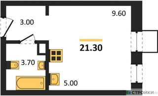 Планировка студии(квартира) площадью 21.3 квадратных метров в “ЖК Никольский квартал Отрада”