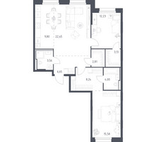 Планировка двухкомнатной(квартира) площадью 88.45 квадратных метров в “ЖК Заречье Парк”
