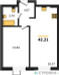 Планировка однокомнатной(квартира) площадью 44.1 квадратных метров в “ЖК Квартал Тетрис”