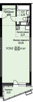 Планировка студии(квартира) площадью 38.3 квадратных метров в “ЖК Соболевка”