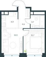 Планировка двухкомнатной(квартира) площадью 34.8 квадратных метров в “ЖК Level Звенигородская”