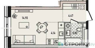 Планировка студии(квартира) площадью 27.4 квадратных метров в “ЖК Republic (Репаблик)”