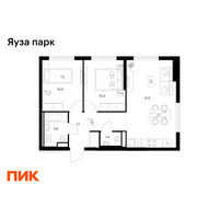 Планировка двухкомнатной(квартира) площадью 55.3 квадратных метров в “ЖК Яуза Парк (Мытищи)”