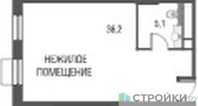 Планировка студии(квартира) площадью 41.4 квадратных метров в ЖК “ЖК Резиденции Архитекторов”