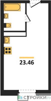 Планировка студии(квартира) площадью 23.46 квадратных метров в “ЖК Радость (Радумля Парк)”