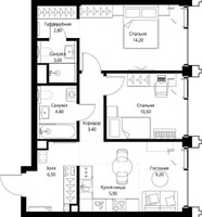 Планировка двухкомнатной(квартира) площадью 60.3 квадратных метров в “ЖК СЕТ”