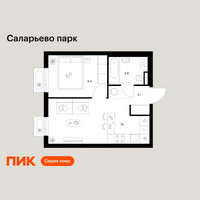 Планировка однокомнатной(квартира) площадью 32.4 квадратных метров в “ЖК Саларьево парк”