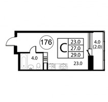 Планировка студии(квартира) площадью 29 квадратных метров в “ЖК Космос”