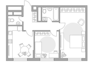 Планировка двухкомнатной(квартира) площадью 56.7 квадратных метров в ЖК “ЖК Новая Алексеевская роща”