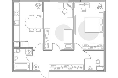 Планировка двухкомнатной(квартира) площадью 57.3 квадратных метров в ЖК “ЖК Бригантина”