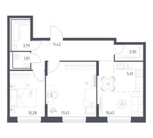 Планировка двухкомнатной(квартира) площадью 63.7 квадратных метров в “ЖК Квартал Домашний”