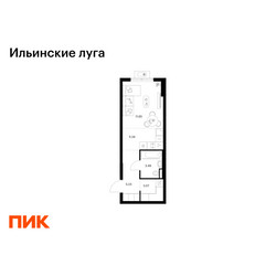 Планировка студии(квартира) площадью 28.78 квадратных метров в ЖК “ЖК Ильинские луга”
