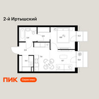 Планировка однокомнатной(квартира) площадью 37.9 квадратных метров в “ЖК 2-й Иртышский”