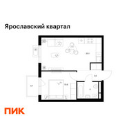Планировка однокомнатной(квартира) площадью 39 квадратных метров в “Ярославский квартал”