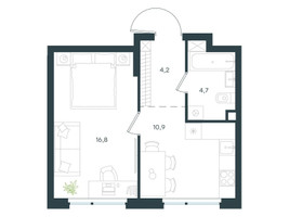 Планировка однокомнатной(квартира) площадью 36.6 квадратных метров в “ЖК Level Лесной”