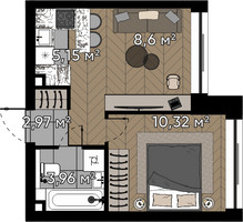 Планировка однокомнатной(квартира) площадью 31 квадратных метров в “ЖК Квартал Серебряный бор”