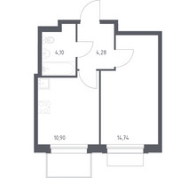 Планировка однокомнатной(квартира) площадью 34.02 квадратных метров в “ЖК Новое Внуково”