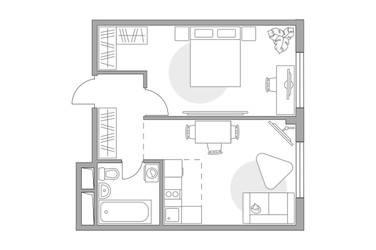 Планировка двухкомнатной(квартира) площадью 35.99 квадратных метров в ЖК “ЖК Аникеевский”