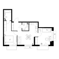 Планировка двухкомнатной(квартира) площадью 59.1 квадратных метров в “Квартал Мит”