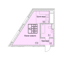 Планировка однокомнатной(квартира) площадью 30.1 квадратных метров в “ЖК Отрадный”