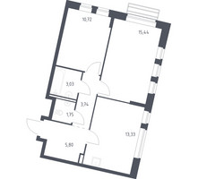 Планировка двухкомнатной(квартира) площадью 52.9 квадратных метров в “ЖК Рублевский Квартал”