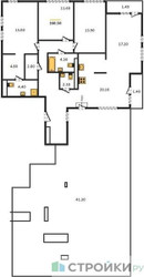 Планировка трехкомнатной(квартира) площадью 160.5 квадратных метров в ЖК “ЖК Южные сады”