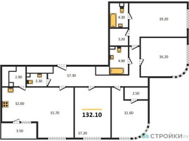 Планировка 4+ комнатной(квартира) площадью 132.1 квадратных метров в “ЖК Режиссер”