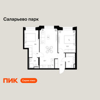 Планировка двухкомнатной(квартира) площадью 59.7 квадратных метров в “ЖК Саларьево парк”