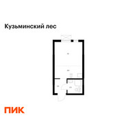 Планировка студии(квартира) площадью 19.9 квадратных метров в “ЖК Кузьминский лес”